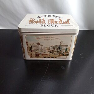 Vintage Gold Medal Flour Recipe Tin Washburn Mills Minneapolis Advertising Box